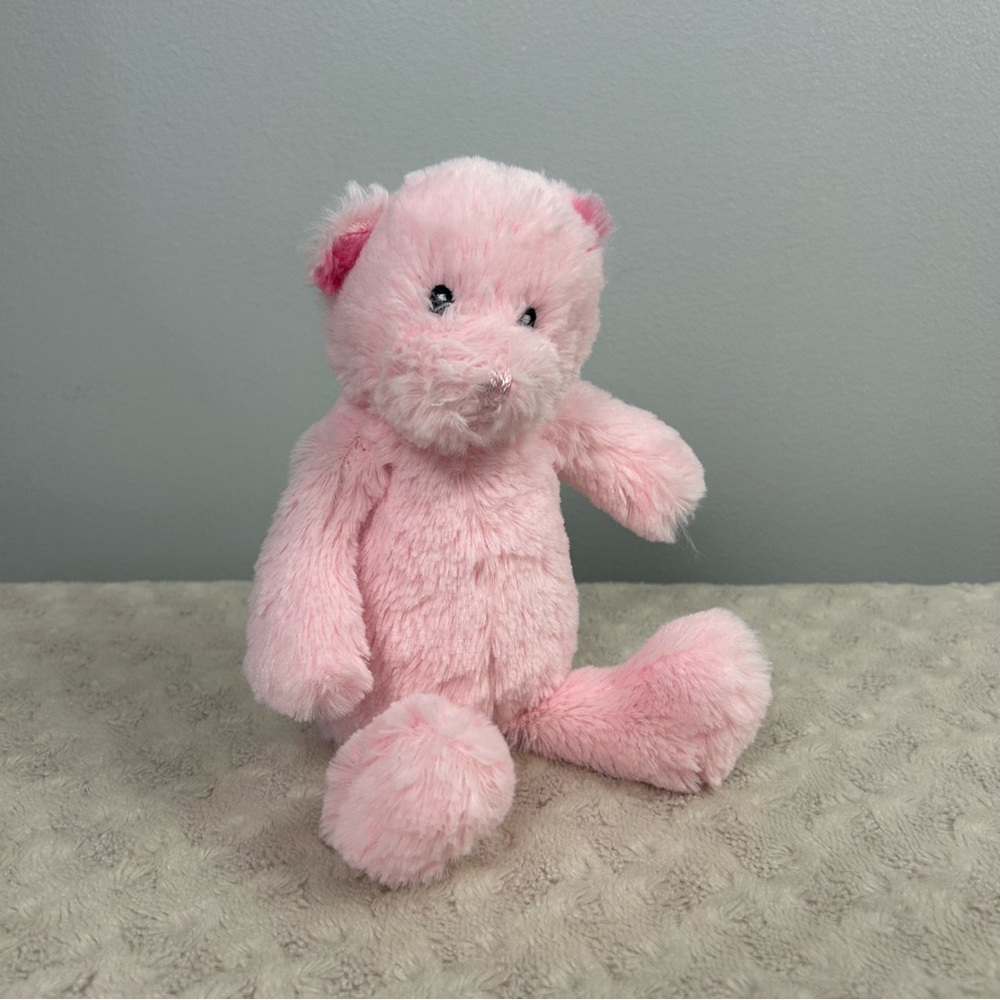 Beverly Hills Teddy Bear Co Pink Plush Stuffed Animal Toy Rattle Lovey